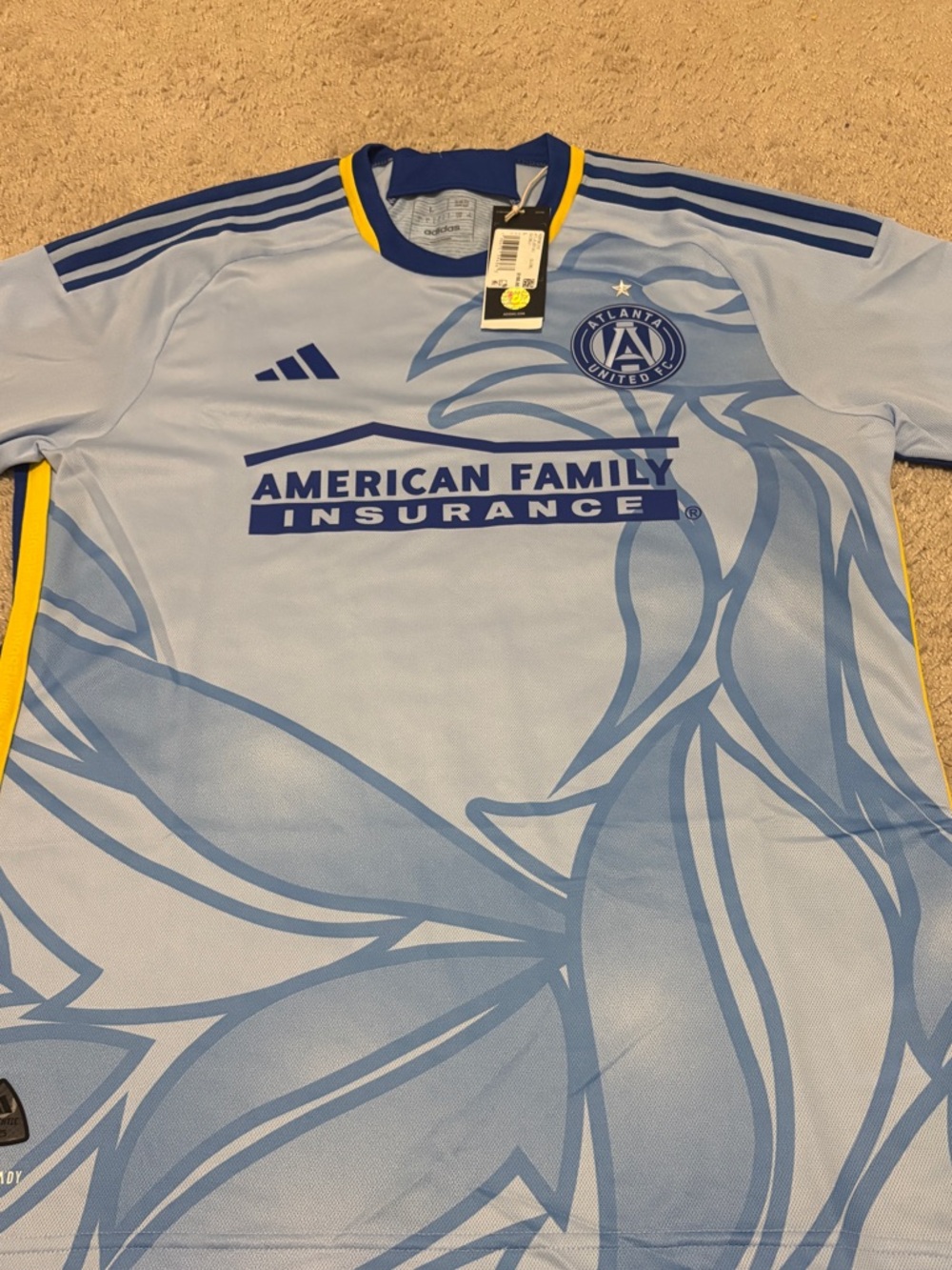 adidas Light Blue and Yellow Soccer Jersey – AEROREADY